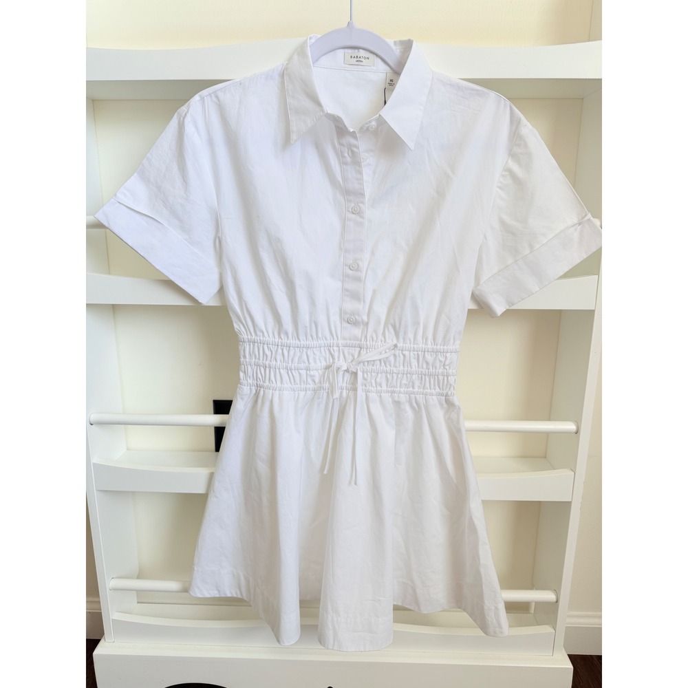 Babaton Aritzia Term Shirt Dress White Cotton Poplin Mini XS NEW